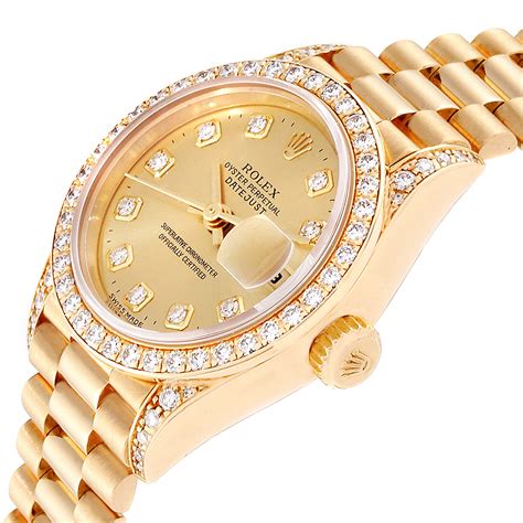 gold and diamond rolex women's watch|Rolex women watch date just.